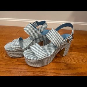 Jeffery Campbell Blue White Houndstooth Platform Heel
